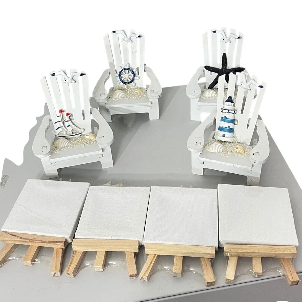 Miniature Wooden Beach Chair  Nautical‎ Tabletop Decoration Sailboat Lighthouse